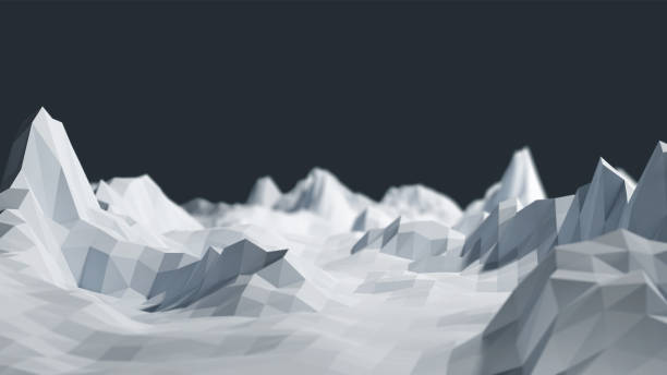 istock 3D Illustration of a Low poly mountains landscape for graphic design. 1068473354
