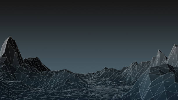 istock 3D Illustration of a Low poly mountains landscape for graphic design. 1068473410