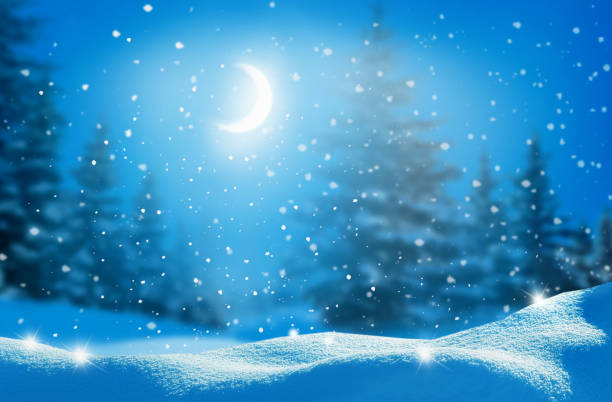 istock Beautiful winter landscape with snow covered trees.Christmas background 1068475514