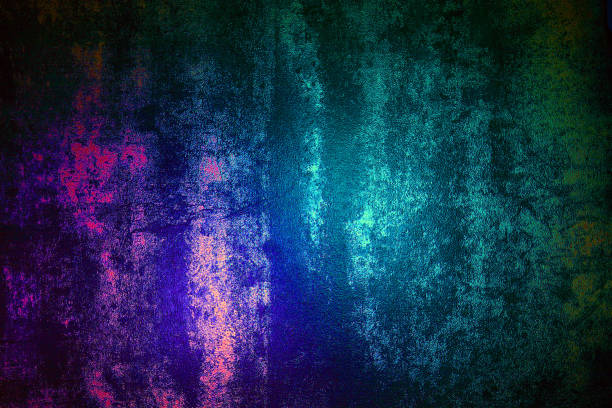 istock Glossy textured wall in blue and red neon light 1068477418