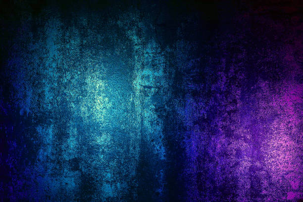 istock Glossy textured wall in blue and red neon light 1068477454
