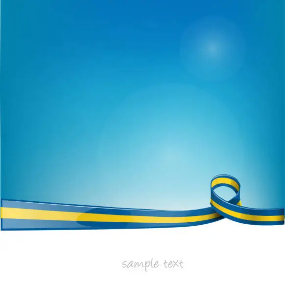 Vector illustration of sweden ribbon flag on blue sky background