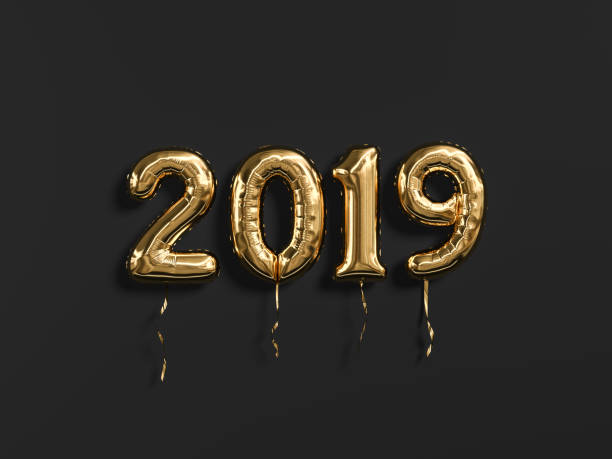 New Year 2019 Celebration Gold Foil Balloons Numeral 2019 And On ...