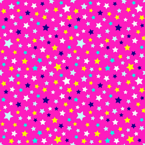 istock Festive and bright pattern of starry night - for kids parties and celebration 1068484308
