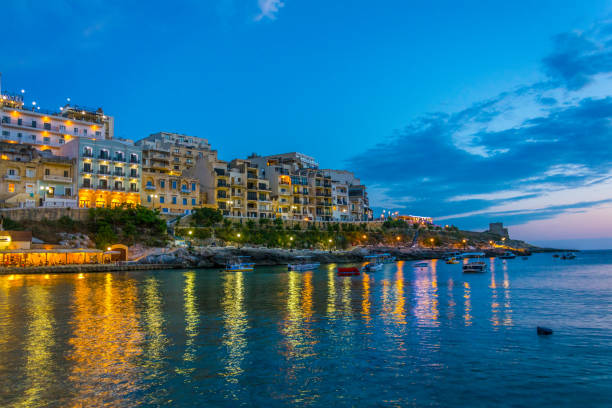 istock Night view of Xlendi, Gozo, Malta 1068484672