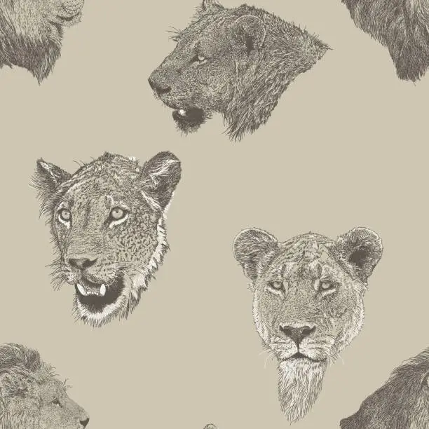 Vector illustration of Lion Head Repeat