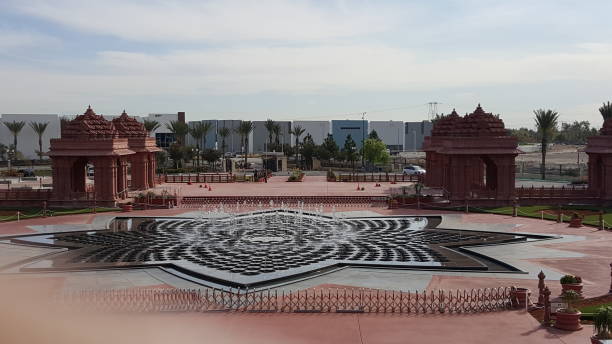 Lotus shaped fountain with ornate domes
