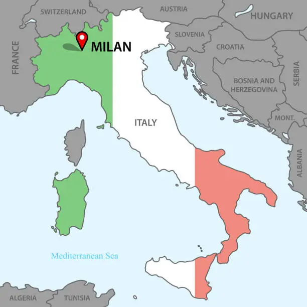 Vector illustration of Karta över Italien