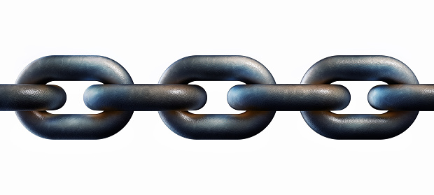 3D rendering of a rusty chain