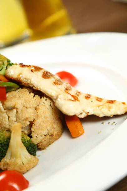 Grilled chicken fillet and vegetables