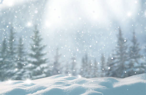 Merry Christmas And Happy New Year Greeting Background With  Copyspacebeautiful Winter Landscape With Snow Covered Trees Stock Photo -  Download Image Now - iStock