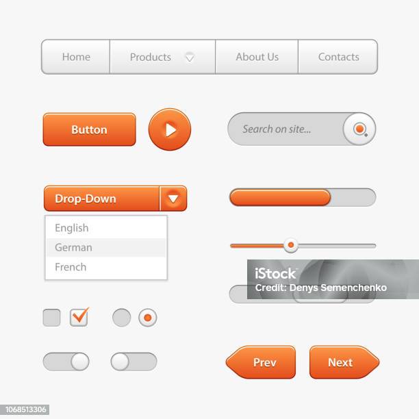 Orange Light User Interface Controls Web Elements Website Software Ui ...