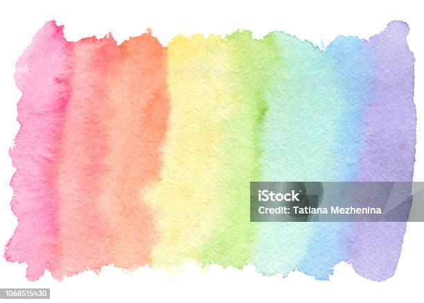 Tender Rainbow Colors Watercolor Blob Stock Photo - Download Image Now - Watercolor Paints, Watercolor Painting, Rainbow