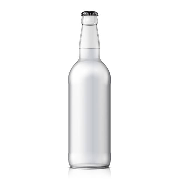 分離した白い背景にガラス ビールきれいな瓶のモックアップします。あなたの設計のために準備ができて。製品の包装。 - ビール瓶点のイラスト素材／クリップアート素材／マンガ素材／アイコン素材