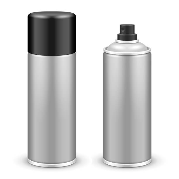 istock Two Gray Aerosol Spray Metal 3D Bottle Can: Paint, Graffiti, Deodorant 1068515658