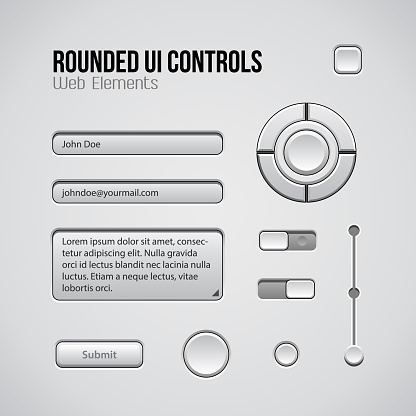 Light Ui Controls Web Design Software Elements Buttons Switchers Audio ...