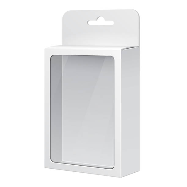 白い製品パッケージ ボックス四角形のウィンドウ。白い背景で隔離の図。あなたの設計のために準備ができて。 - box white blank computer software点のイラスト素材／クリップアート素材／マンガ素材／アイコン素材