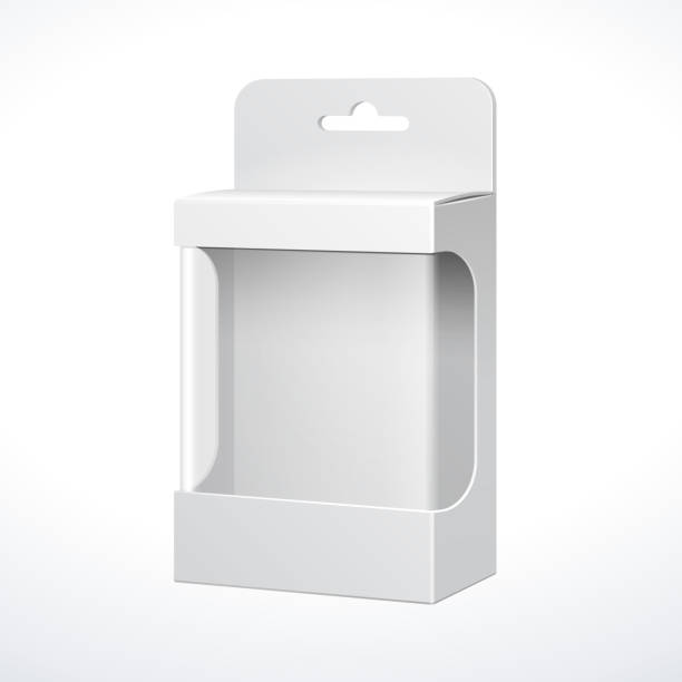 白い製品パッケージ ウィンドウ ボックス。白い背景で隔離の図。あなたの設計のために準備ができて。 - box white blank computer software点のイラスト素材／クリップアート素材／マンガ素材／アイコン素材