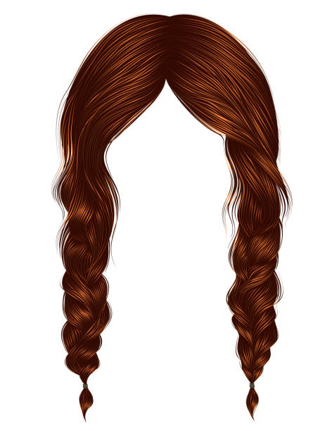 trendy women hairs Red colour .two plaits .  fashion beauty style .