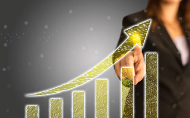 business graph auf touchscreen - performance improvement graph growth stock-fotos und bilder