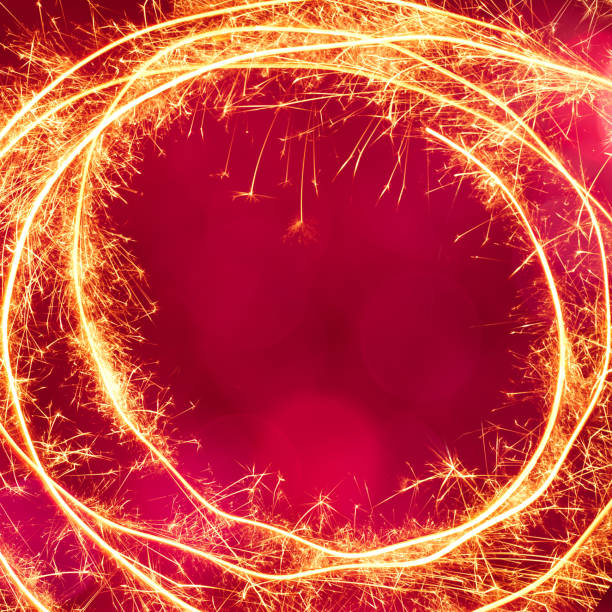 istock Beautiful Festive Background with Round frame of Sparkling spark 1068528632