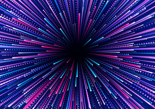 ilustrações de stock, clip art, desenhos animados e ícones de abstract background of colored radial lines. effects of acceleration, speed, motion and depth - color space