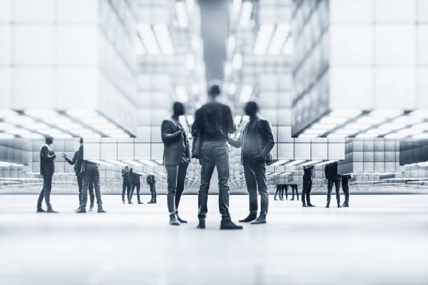 Group of businessmen with application icons