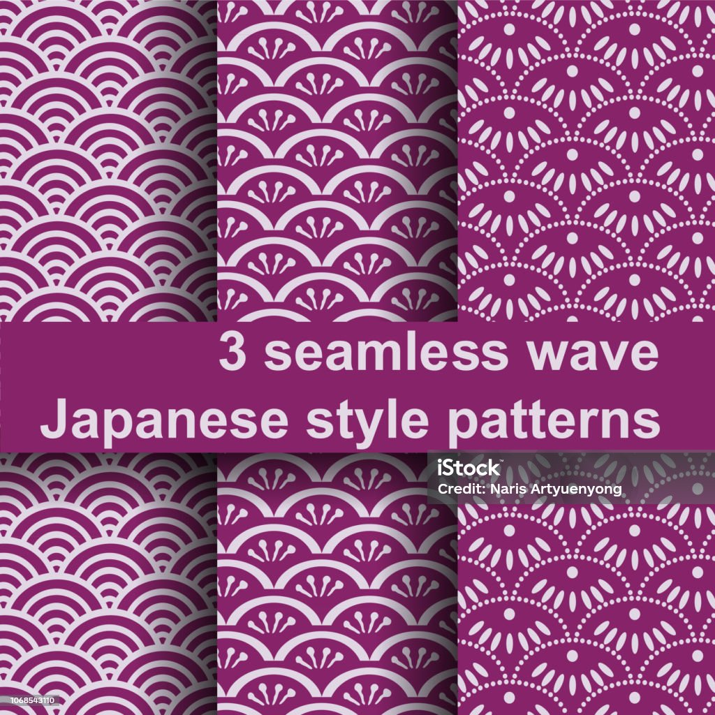 Howllow Pattern Japanese 3 Seamless Wave Japanese Style Patterns Stock Illustration - Download ...