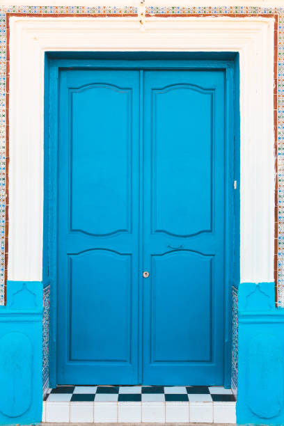 istock Closed Blue Door Of House 1068553062