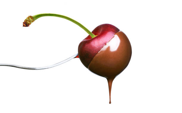 Fondue cherry in hot chocolate