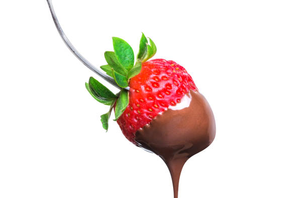 istock Fondue strawberry in hot black chocolate 1068553276