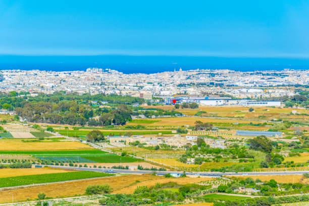istock Countryside on Malta with Valletta at background 1068555494