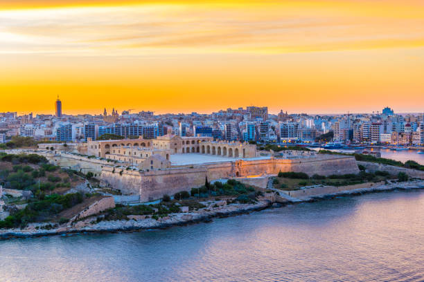 istock Sunset over Fort Manoel in Sliema, Malta 1068561242