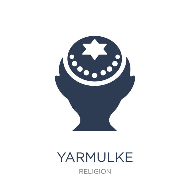 ilustrações, clipart, desenhos animados e ícones de ícone de solidéu. ícone de solidéu na moda vector plana no fundo branco da coleção de religião - yarmulke