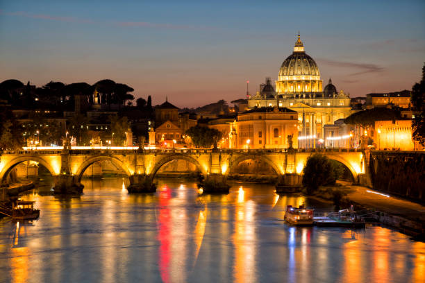 istock Ponte Sant'Angelo Bridge at Dusk in Rome, Italy 1068569030