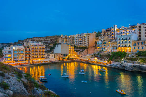 istock Night view of Xlendi, Gozo, Malta 1068576166