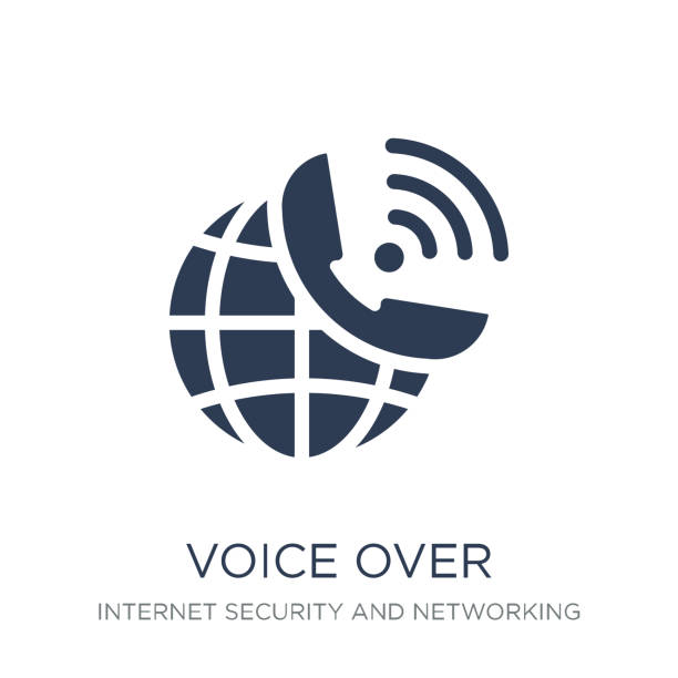 voice over internet protocol icon. Trendy flat vector voice over internet protocol icon on white background from Internet Security and Networking collection voice over internet protocol icon. Trendy flat vector voice over internet protocol icon on white background from Internet Security and Networking collection, vector illustration can be use for web and mobile, eps10 voip stock illustrations