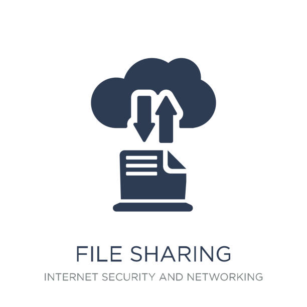 datei-sharing-symbol. trendige wohnung vektor-datei freigeben symbol auf weißem hintergrund von internet security und networking-sammlung - fileshare stock-grafiken, -clipart, -cartoons und -symbole