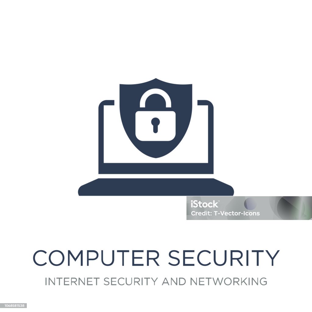 Computer security icon. Trendy flat vector Computer security icon on white background from Internet Security and Networking collection Computer security icon. Trendy flat vector Computer security icon on white background from Internet Security and Networking collection, vector illustration can be use for web and mobile, eps10 Security stock vector