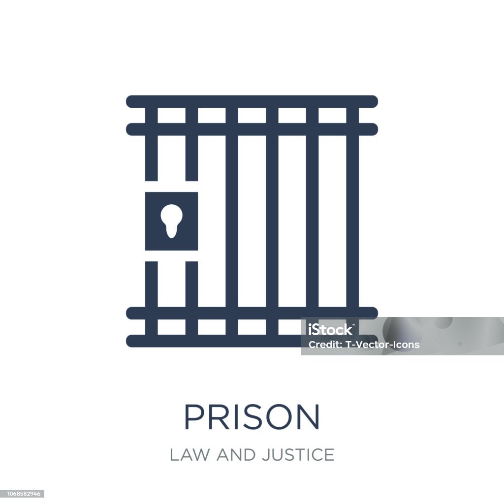 Icono de la prisión. Icono de prisión moda vector plano sobre fondo blanco de la colección derecho y la justicia - arte vectorial de Cárcel libre de derechos