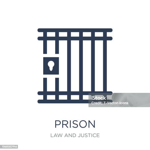Ilustración de Icono De La Prisión Icono De Prisión Moda Vector Plano Sobre Fondo Blanco De La Colección Derecho Y La Justicia y más Vectores Libres de Derechos de Cárcel