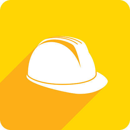 Vector illustration of a yellow hard hat icon in flat style.