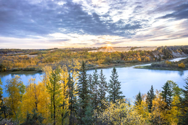 istock Alberta rural autumn landscape with sunrise 1068586954