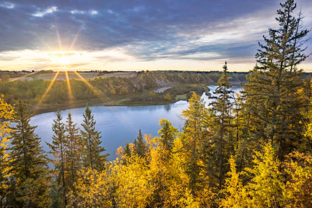 istock Alberta rural autumn landscape with sunrise 1068587022