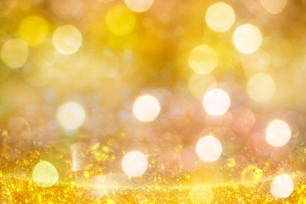 istock Red glitter christmas balls hanging particles background 1068605744