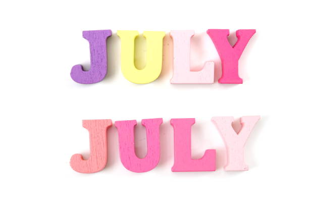 istock colorful July word letters alphabet isolated on white background 1068610228
