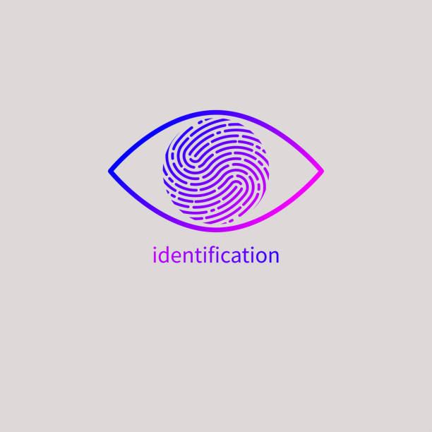 ilustrações de stock, clip art, desenhos animados e ícones de eye with fingerprint - track vector individuality thumbprint