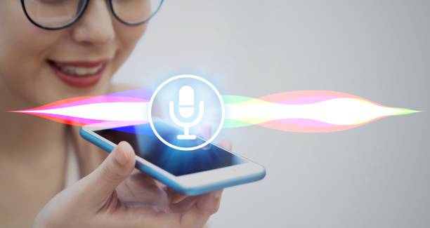Voice recognition with smart phone. Voice recognition with smart phone. virtual assistant stock pictures, royalty-free photos & images