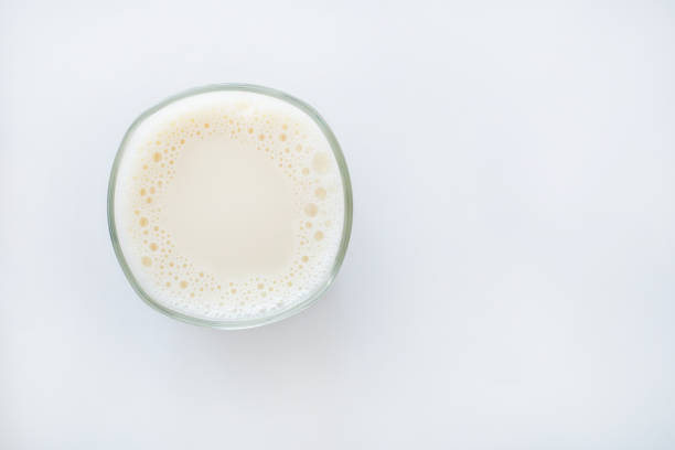 istock Soy milk in glass  on white background. 1068620288