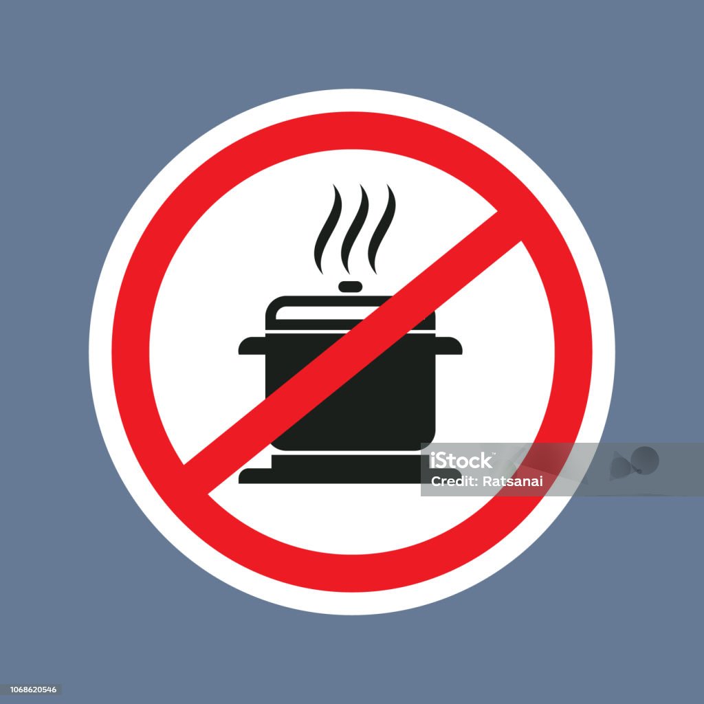Prohibited Cooking Sign No Cooking Sign Stock Illustration - Download Image Now - Cooking ...